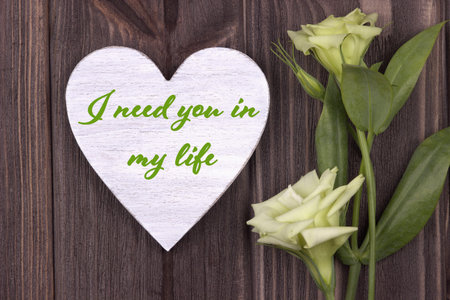 Valentine card with text I need you in my life green.Love. Wedding.の写真素材
