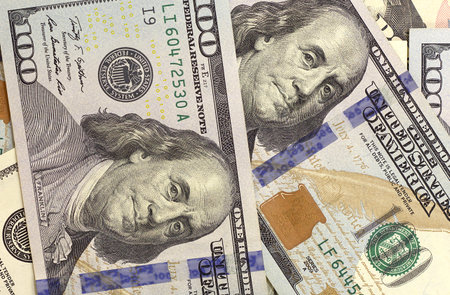 Abstract dollar bills of different denominations background
