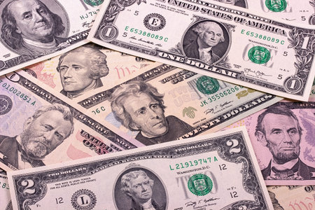 Abstract dollar bills of different denominations background