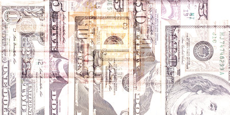 Abstract dollar bills of different denominations background
