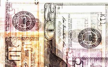 Abstract dollar bills of different denominations background