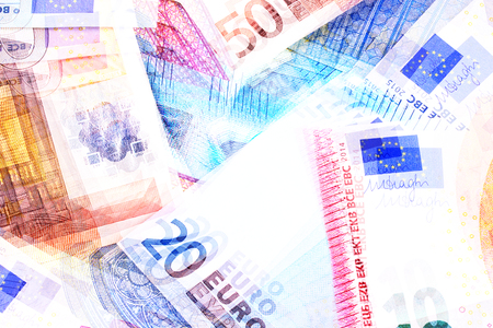 Euro Money Banknotes of Different denominations abstract backgroundの写真素材
