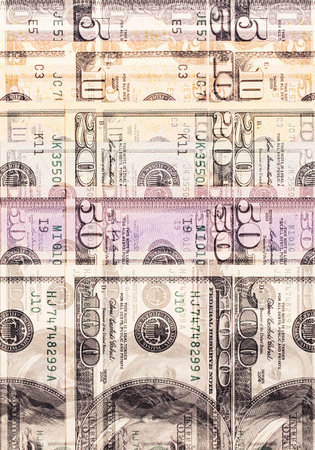 Abstract dollar bills of different denominations background
