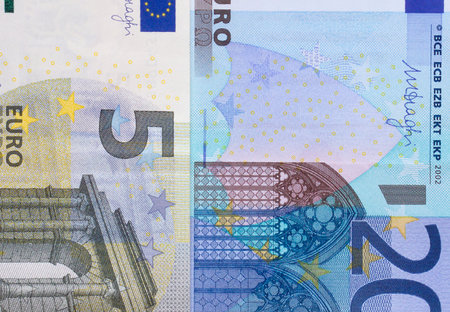 euro money of different denominations abstract background