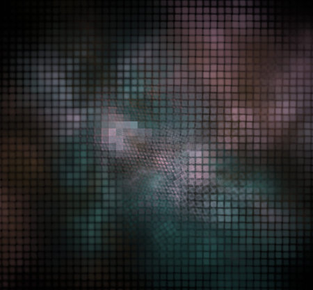 Pixel green pink fractal on a black background