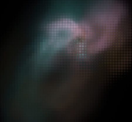 Pixel green pink fractal on a black background