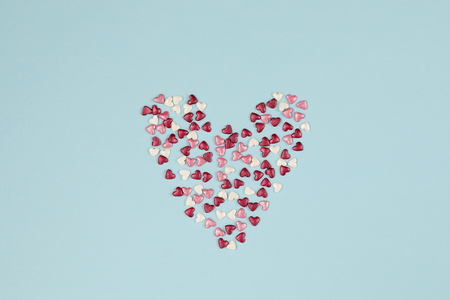 Heart blue paper backgroundの写真素材