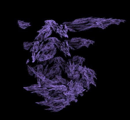 Violet abstract fractal pattern on black background. Fantasy fractal texture. Digital art. 3D rendering. Computer generated imageの写真素材