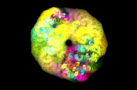 Green green yellow sphere pattern in modern style on black background. Textile design.の写真素材