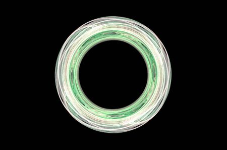 Green blue white sphere on black background. Abstract background. Dynamic effect. 3d renderの写真素材