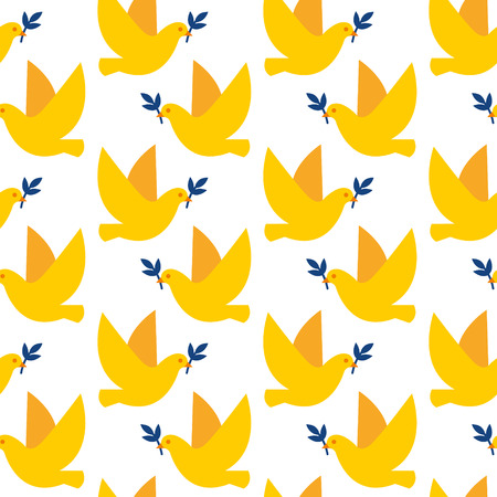 Vector seamless pattern with doves of peaceのイラスト素材