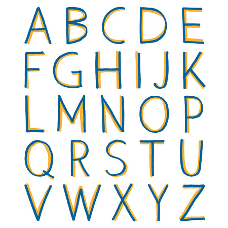 Hand-drawn alphabet. Calligraphy font. Modern brush lettering. Grunge style alphabet.のイラスト素材