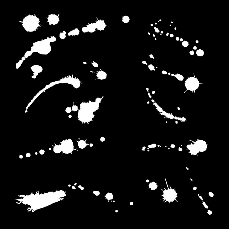 Collection of hand-drawn splashes. Vector set of brush strokes. Isolated on background.のイラスト素材