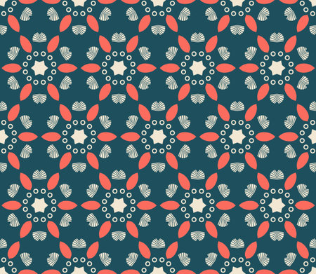 Abstract vector seamless flower pattern. Geometric simple design