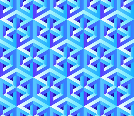 Vector seamless pattern with unreal optical illusion. Hexagon illustration, isometric drawing