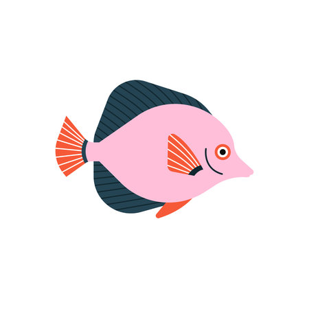 Vector illustration of fish isolated on white background. Hand Drawn design element