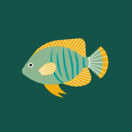 Vector illustration of isolated fish. Handdrawn design elementのイラスト素材
