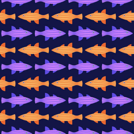 Vector seamless pattern with fish. Creative design elementのイラスト素材