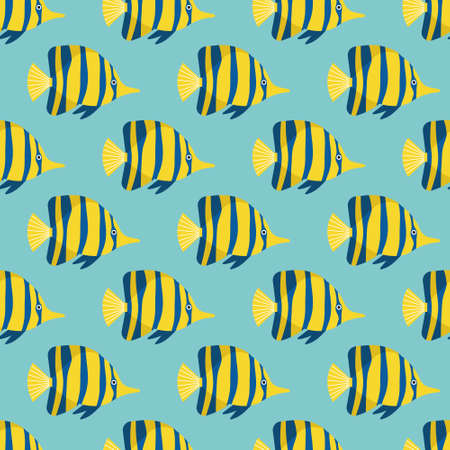 Vector seamless pattern with fish. Creative design elementのイラスト素材
