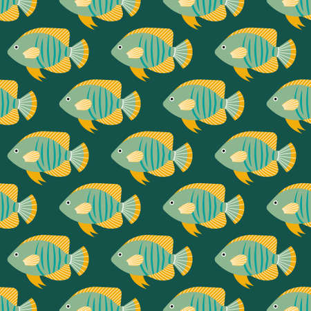 Vector seamless pattern with fish. Creative design elementのイラスト素材
