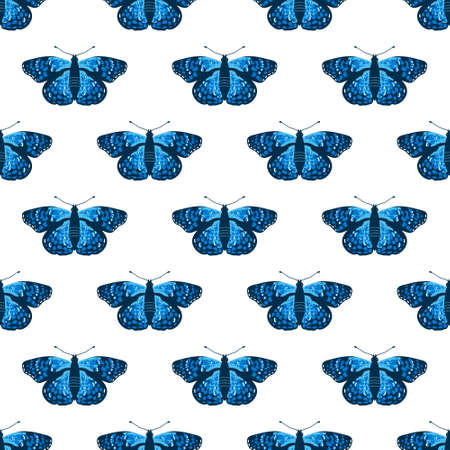 Vector seamless pattern with bright butterflies. Handdrawn texture designのイラスト素材