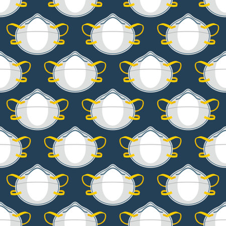 Vector seamless pattern with medical masks and respiratorsのイラスト素材