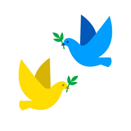 Vector creative Ukraine flag poster with dove of peaceのイラスト素材