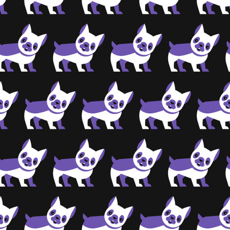 Vector seamless pattern with funny dogのイラスト素材