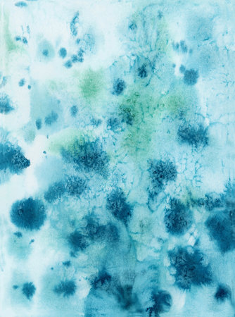 Bright painted blue watercolor texture. Hand drawn backgroundの写真素材