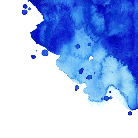 Bright painted blue and violet watercolor texture. Hand drawn backgroundの写真素材