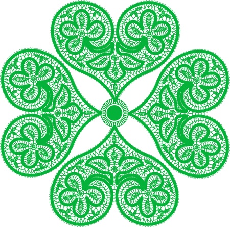 leaf clover made up of red fishnet hearts - symbol of good luckのイラスト素材
