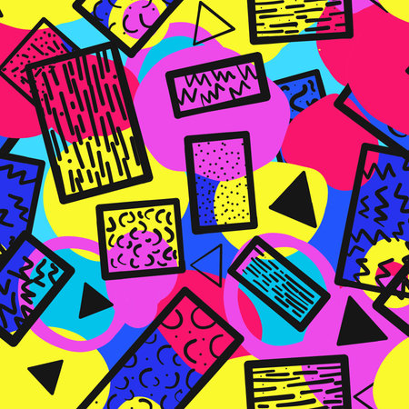 Retro vintage 80s or 90s fashion style abstract seamless pattern background. Good for textile fabric...