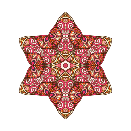 Vector Beautiful Colored Deco Mandala, Patterned Design Element, Ethnic Amulet Isolated vector illustration.のイラスト素材