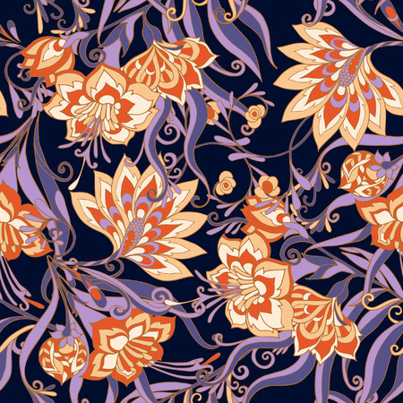 Seamless middle ages floral vintage pattern. Vector illustration.のイラスト素材