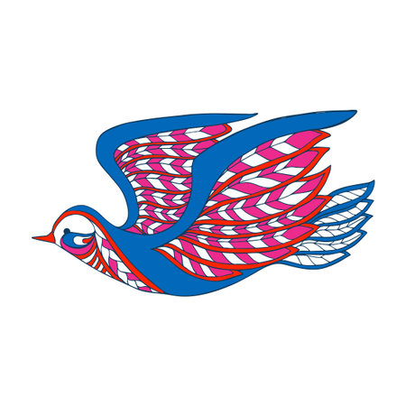 Decorative colored bird. This illustration can be used as a greeting card or as a print on T-shirts and bags. Vector illustration.のイラスト素材
