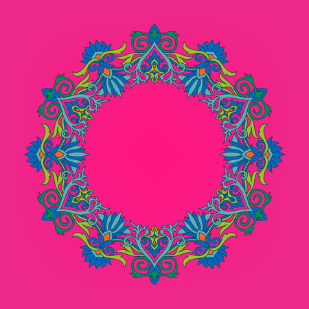 Tibet ethnic colored mandalas and elements. Vector illustration.のイラスト素材