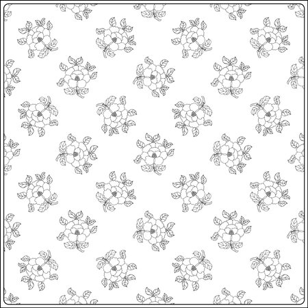 Vintage Floral pattern. Outline drawing. Coloring book for adult and older children in vintage style. Coloring page.  Vector illustration.のイラスト素材