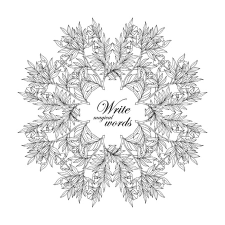 Decorative vintage flowers frame, border with space for any text.  Coloring book for adult and older children. Coloring page. Vector illustration.のイラスト素材