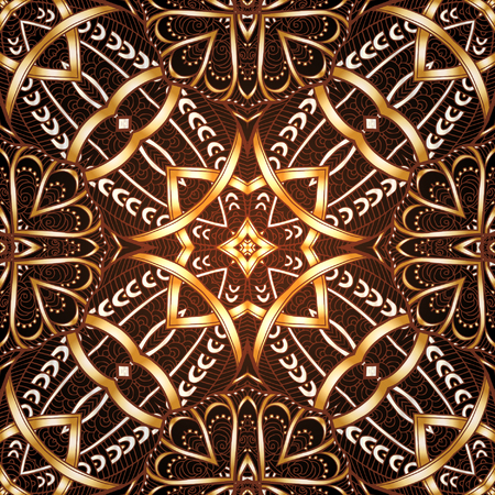 Decorative seamless pattern in gold color. In art deco style, art nouveau style,のイラスト素材