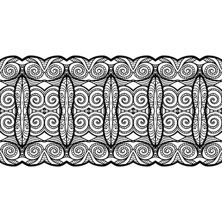 Seamless tibet eihnic pattern. Outline drawing. Vector illustration.のイラスト素材