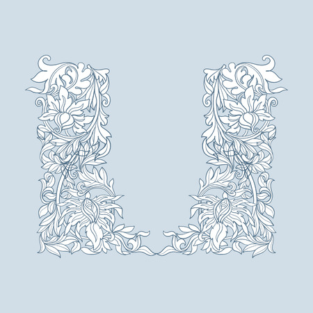 Neck line embroidery designs with middle ages floral pattern. Vector illustration.のイラスト素材