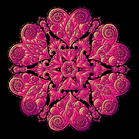 Colored Decorative mandala with Love heartsのイラスト素材