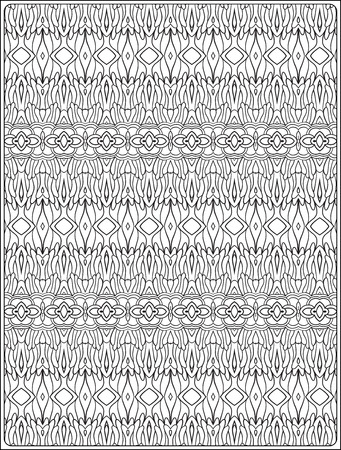 Ornamental pattern  Antistress relaxation Coloring book for adult and older children. Outline drawing coloring page.  Vector illustration.のイラスト素材