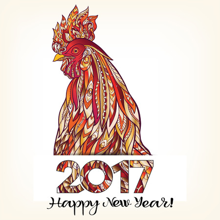 Decorative colored Rooster. Chinese New Year Symbol 2017 New Year.のイラスト素材