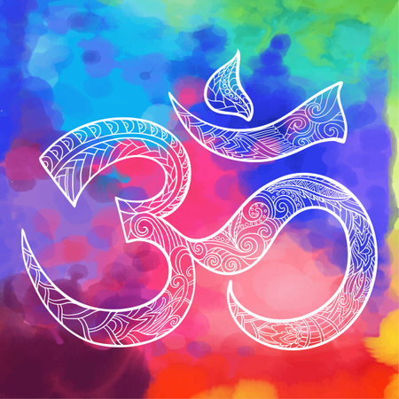 Ohm symbol, indian Diwali spiritual sign Om with high details isolated on white background,...