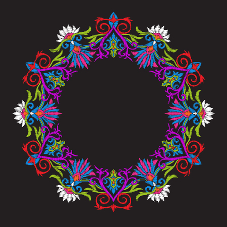 Embroidery with vintage decorative elementsのイラスト素材
