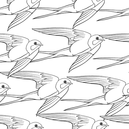 Swallow, birds. Seamless pattern, background.のイラスト素材