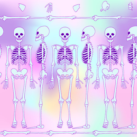 Seamless pattern, background with dancing skeletons.のイラスト素材