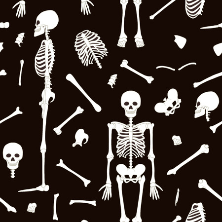 Seamless pattern, background with dancing skeletons.のイラスト素材