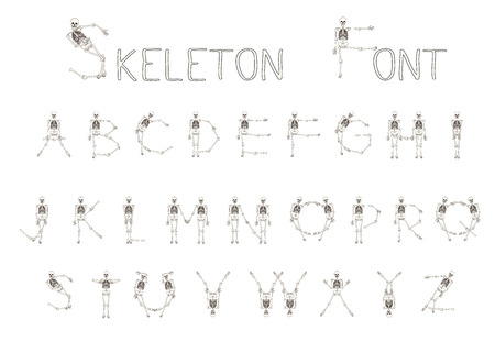 Dancing skeletons font, set of letters.のイラスト素材